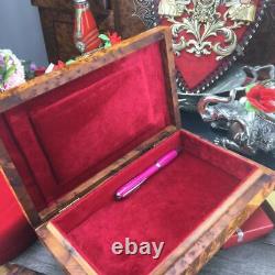 Red velvet Lined Thuya wooden jewelry box, new year gift box for her and for him