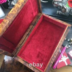 Red velvet Lined Thuya wooden jewelry box, new year gift box for her and for him