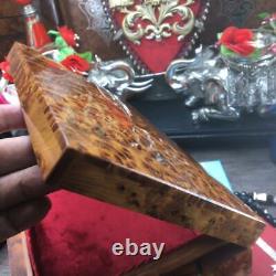 Red velvet Lined Thuya wooden jewelry box, new year gift box for her and for him