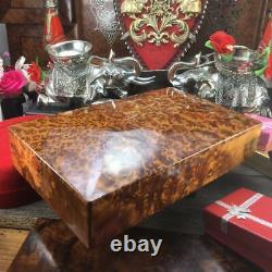 Red velvet Lined Thuya wooden jewelry box, new year gift box for her and for him