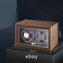 Retro Watch Winder Case With Quality Wood Grain and Glass Display View 2 Watches