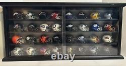 Riddell Pocket Pro 32 Team NFL Mini Helmet Collection with Black Wood Display Case