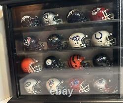 Riddell Pocket Pro 32 Team NFL Mini Helmet Collection with Black Wood Display Case