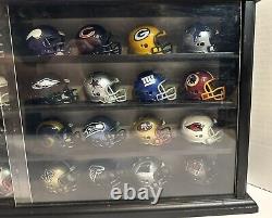 Riddell Pocket Pro 32 Team NFL Mini Helmet Collection with Black Wood Display Case