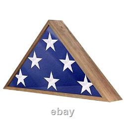 Robhomily Rustic Flag CaseSolid Wood Military Memorial Flag Display Case for
