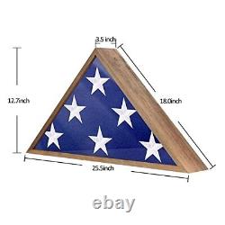 Robhomily Rustic Flag CaseSolid Wood Military Memorial Flag Display Case for