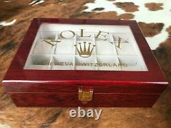 Rolex Luxury Wooden Watch Display Box / Case (Ltd Edition.) Holds 10 watches