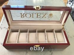 Rolex Luxury Wooden Watch Display Box / Case (Ltd Edition.) Holds 6 watches