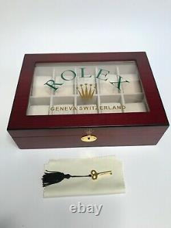 Rolex Satin Cherrywood Watch Display Box / Case Holds 10 watches