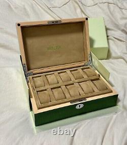 Rolex Watch Box Case Storage Multi 10 Watch Green Display FAST PRIORITY SHIPPING