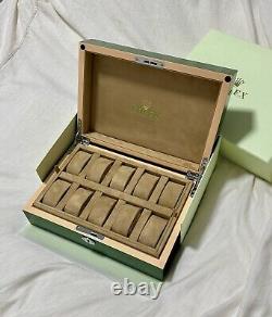 Rolex Watch Box Case Storage Multi 10 Watch Green Display FAST PRIORITY SHIPPING