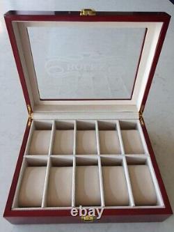 Rolex luxury wooden watch display case 10 pieces storage collection box Unused