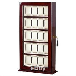 Rosewood 20 Mens Watch Display Stand Show Case Acrylic Top Wood Storage Box Gift