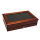 Rosewood Luxury Wood Pen With Glass Display Case, 24 Pen Capacity