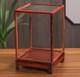 Rosewood Trim Base Glass Protection Dust Cover Doll Art Statue Display Case