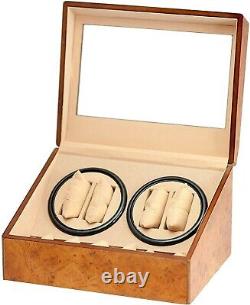 Rotation Case Walnut Wood Automatic 4 Watch Winder Display 6 watch Storage Box