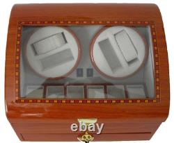 Rothenschild 4 Watch Winder 6+6 Storage Drawer Cherry Wood Display Case Open Box