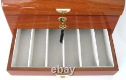 Rothenschild 4 Watch Winder 6+6 Storage Drawer Cherry Wood Display Case Open Box