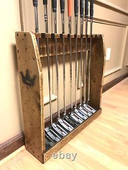 Rustic Distressed Wood Golf Club Display Rack Case for 9 Scotty Cameron Putters