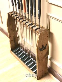 Rustic Distressed Wood Golf Club Display Rack Case for 9 Scotty Cameron Putters