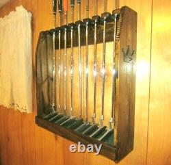 Rustic Distressed Wood Golf Club Display Rack Case for 9 Scotty Cameron Putters