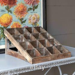 Rustic Wood Display Cubby Divided Tabletop Organizer