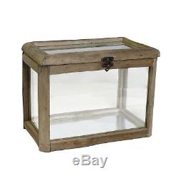 Rustic Wood Glass Tabletop Display Case Terrarium Box Collectibles