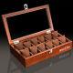 Soki Brown Solid Walnut Wood Watch Box For 12 Watches Display Case