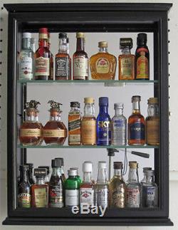 SOLID WOOD, Mini Liquor Bottle Display Case Cabinet Shadow Box, CD06B