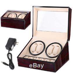 SPZ 4+6 Luxury Watch Winder Piano Wood Display Case Crafted Leather Storage