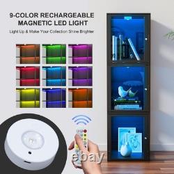 SUNYRISY Display Case withLock, 17.7x15.7x15.7 LED Show Case for Collectibles