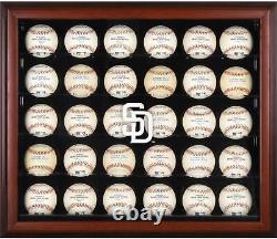 San Diego Padres Logo Mahogany Framed 30-Ball Display Case