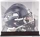 Seahawks Mahogany Helmet Logo Display Case & Mirror Back-fanatics