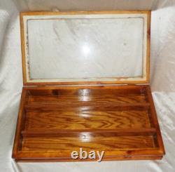 Shadowbox Wood Shelf Display Case Glass front Collectables Hanging Stand 23x13x3