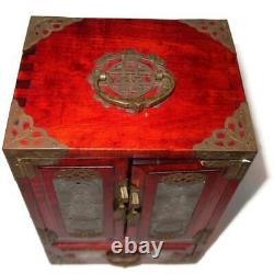 Shanghai Made in China Jade Wooden Jewelry Box with 5 Storage Shelves 7 3/8 x 11