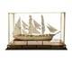 Ship Model In Glass And Wood Display Case Vintage Nautical Maritime Decor