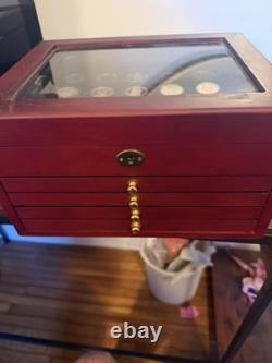 ShopCSNTV Wood Presidential Dollar Coin Display Case Box with Glass Lid Drawers