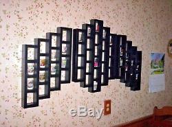Shot Glass Display Case 69 Shelf Wall Organizer Black Solid Wood Shelves 3 piece