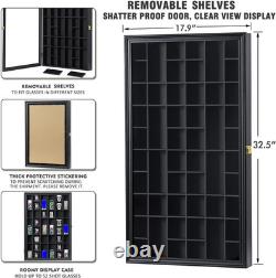 Shot Glass Display Case Large Wooden Cabinet Rack Holder Wall Mounted Black Shad
