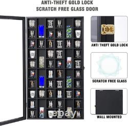 Shot Glass Display Case Large Wooden Cabinet Rack Holder Wall Mounted Black Shad