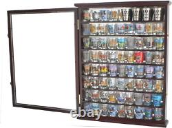 Shot Glass Display Case Solid Wood Wall Shot Glass Cabinet Rack Holder Lockable