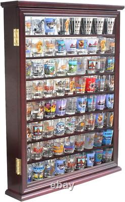 Shot Glass Display Case Solid Wood Wall Shot Glass Cabinet Rack Holder Lockable