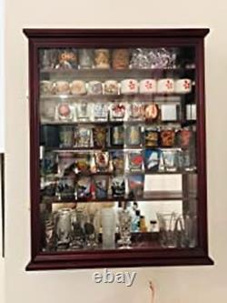 Shot Glass Display Case Solid Wood Wall Shot Glass Cabinet Rack Holder Lockable