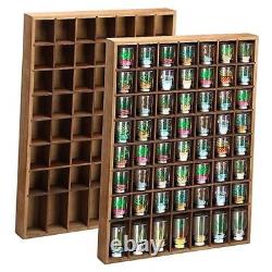 Shot Glass Display Case Wood Shot Glass Holder 56 Compartments ShotBrown, 2 Pcs
