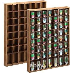 Shot Glass Display Case Wood Shot Glass Holder 56 Compartments ShotBrown, 2 Pcs