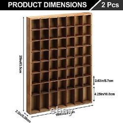 Shot Glass Display Case Wood Shot Glass Holder 56 Compartments ShotBrown, 2 Pcs