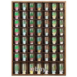 Shot Glass Display Case Wood Shot Glass Holder 56 Compartments ShotBrown, 2 Pcs
