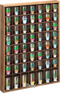 Shot Glass Display Case Wood Shot Glass Shelf Holder 56 Compartments