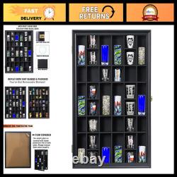 Shot Glass Storage Display Case 36-Slot Lockable Wooden Cabinet Rack Holder