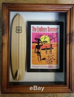 Signed Endless Summer Wood Surfboard Display Case Bruce Dana Brown Robert August